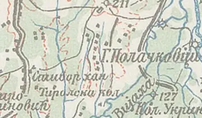 Mappa in cirillico con Stivor han e la colonia tirolese
